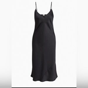Wilfred Aritzia Only Slip Satin Midi Dress Black